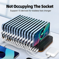 Chargeurs multiples pour ordinateurs portables 360W 15 ports avec chargeur USB C PD 24W avec supports, station de charge USB multifonction avec blocs