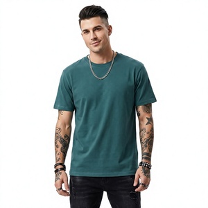 T-shirt en coton pour homme, style européen et américain, 100% coton, col rond, manches courtes, grande taille, 180g, imprimé sérigraphié - Product Image 1