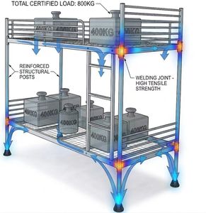 Cama litera metálica de alta resistencia ODM OEM de fábrica china para dormitorios, escuelas y apartamentos para personal. |   Litera doble de acero con escalera - Product Image 3