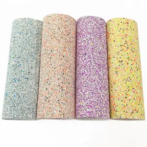 Wholesale Shiny ceramics mix chunky glitter faux leather fabric for hair bow shoes earrings