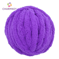 Fil chenille Charmkey Super Chunky 100% polyester, épais et moelleux, pour tricot artisanal et couvertures DIY