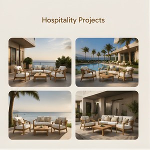 Ensemble de canapés en bois de jardin modernes professionnels, mobilier d'extérieur de luxe d'hôtel, coussin modulaire, salon d'extérieur, jardin - Product Image 2