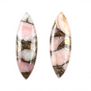 10x35mm Mohave Pink Opal Copper Smooth Marquise Flatback Cabochon High Polished Loose Gemstones for Pendant DIY Jewelry Making - Product Image 1