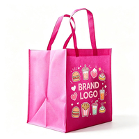 Opvouwbare boodschappentas van roze gelamineerd non-woven materiaal, recycleerbare tas, zeefdruk, ecologische promotionele non-woven tas
