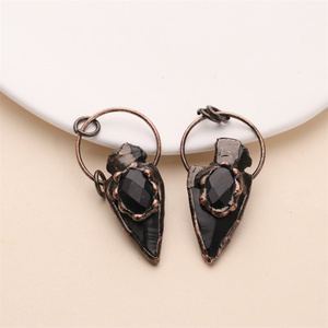 Tự Nhiên Màu Đen Agate Đá Mũi Tên Hình Dạng Mặt Dây Chuyền, Màu Đen Agate Cho Nam Giới Và Phụ Nữ Đồ Trang Sức Tìm Kiếm - Product Image 4