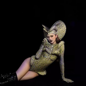 <span class=keywords><strong>Disfraz</strong></span> de Medusa <span class=keywords><strong>Serpiente</strong></span> Alienígena para Baile en Escenario, Discoteca, <span class=keywords><strong>Halloween</strong></span>, de una Pieza, de Corte Alto, de Poliéster, para Actuaciones - Product Image 4