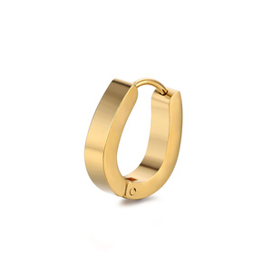 Pendientes de Aro Tipo Hugger de Acero Inoxidable 316L con Forma de Herradura para Hombre y Mujer |   Chapado en Oro PVD, Resistente al Deslustre, Impermeable e Hipoalergénico - Product Image 1
