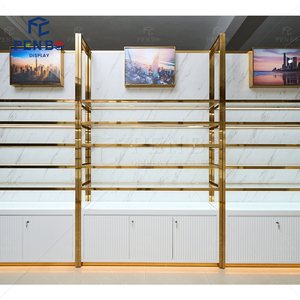 Đồ nội thất thương mại cửa hàng nước hoa bán lẻ tủ trưng bày đồ nội thất trưng bày tùy chỉnh đồ đạc trắng & vàng cho cửa hàng nước hoa - Product Image 5