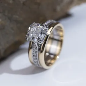 Messi Sieraden MSR-1137 2Ct Moissanite Ring 14K Verlovingsring Kussen Gesneden Trouwring Klassieke Diamanten Geschenkband