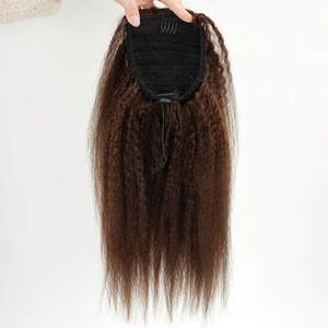Extensiones de Cabello de Cola de Caballo Rizado Afro de Alta Calidad, 3B 3C, Remy Brasileño, con Clip, para Mujer, Negro Natural, 100g, CARA - Product Image 3