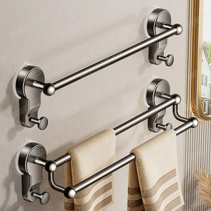 ราวแขวนผ้าขนหนูแบบดูดติดผนัง สีเทาเมทัลลิก แบบเดี่ยว/คู่ ปรับระดับได้ สำหรับห้องน้ำ วัสดุ ABS และเหล็กคาร์บอน ดีไซน์ทันสมัย - Product Image 3