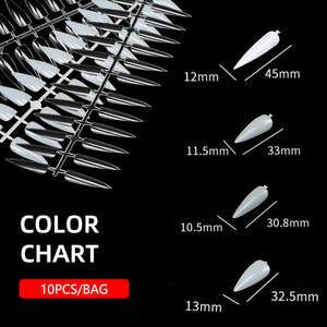 240 faux ongles stiletto transparents naturels pour présentation, carte de couleurs pour la pratique, nuancier de vernis gel, outil de démonstration pour salon de manucure et nail art, avec sac - Product Image 1