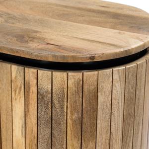Meuble TV moderne en bois d'acacia massif, console multimédia ovale avec étagères de rangement pour salon et hôtel - Product Image 2