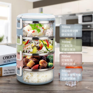 سعة كبيرة متعددة الطبقات تيفين حاوية وجبة الغذاء الناقل الفولاذ المقاوم للصدأ مانعة للتسرب العزل الحراري بينو - Product Image 3