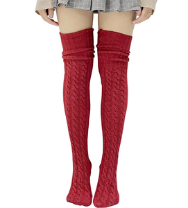 Calzini da <span class=keywords><strong>donna</strong></span> traspiranti Extra lunghi alla coscia autunno inverno scaldamuscoli a maglia adatti a stivali alti alla coscia calze colorate - Product Image 1