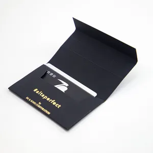 Custom Logo Hot Stamping Luxury Black Printed Hot Selling Zipper Tear Off VIP Gift Card Packaging Box Envelopes