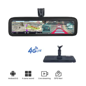 4 Kamera 360 Derajat 4 Saluran Android 12 Inci, Kamera Dasbor Mobil Perekam Video Dvr GPS ADAS Kontrol Pusat Kaca Spion 4G Wifi