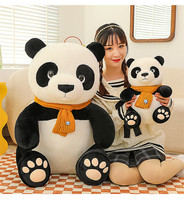 Nouveaux jouets en peluche panda charmants avec écharpe chaude et agréable, animaux en peluche panda kawaii pour cadeaux, compagnons, vente en gros de poupées