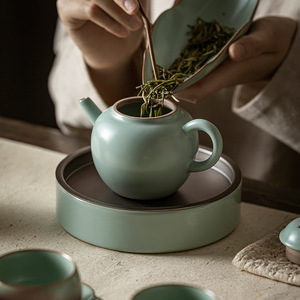 Tianqing Ru Kiln Teapot Porcelain Round With Lid Kung Fu <b>Tea</b> <b>Set</b> Gift Occasion - Product Image 2