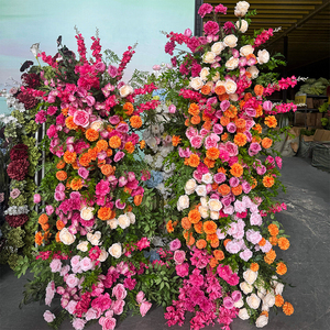 Par de Flores Artificiales en Cascada Rosa Naranja Intenso para Decoración de Arco de Boda - Product Image 3