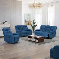 Set Sofa Recliner Modern 3+2+1 dengan Meja Lipat Ekstensibel & Speaker Bluetooth Pijat Kulit untuk Ruang Tamu