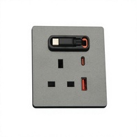 Câble de charge rapide rétractable PD20W, courant nominal 13A, prise murale standard britannique avec 2 sorties USB-A et USB-C