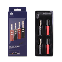 RASANTEK 4 pièces Connecteurs audio banane dentés empilables 4 mm plaqués argent en cuivre béryllium, laiton et coque ABS dépolie