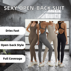 Combinaison de sport sans couture pour femme, dos ouvert, sans manches, pour yoga, épaissie, une pièce pour l'entraînement - Product Image 2