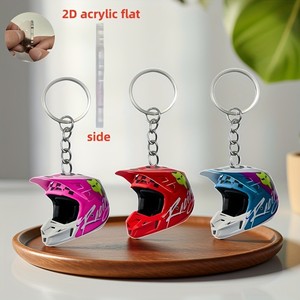 Helmet <b>Keychain</b> Backpack Pendant Car Rearview Mirror Pendant Holiday Gift <b>Custom</b> 2D design Motorcycle Acrylic <b>Keychain</b> - Product Image 1