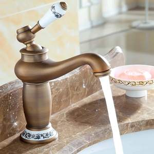 <span class=keywords><strong>Precio</strong></span> inferior Oriente Medio Baño clásico Bronce Latón Porcelana antigua <span class=keywords><strong>Grifo</strong></span> de lavabo con manija de porcelana de cerámica Cubierta de base - Product Image 2