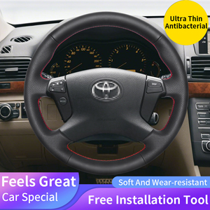 Accesorios de coche decoración Interior cuero Artificial costura a mano cubierta del <span class=keywords><strong>volante</strong></span> para <span class=keywords><strong>Toyota</strong></span> <span class=keywords><strong>Avensis</strong></span> 2007 - Product Image 5