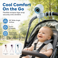 Ventilateur élégant pour poussette, 3 couleurs, avec refroidissement silencieux pour berceau, vélo et bureau