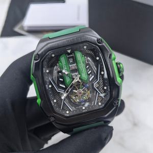 Montre de poignet dynamique à quartz, design élégant, résistante aux chocs et étanche, avec bracelet en caoutchouc rouge, inspirée des montres F1 et des moteurs V12, livraison rapide - Product Image 3