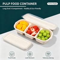 Kleine op maat gemaakte, biologisch afbreekbare, magnetronbestendige verpakking van papierpulp voor fruit en gebak, 3-delige doos