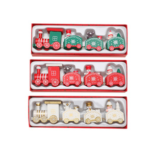 Wooden <b>Mini</b> <b>Train</b> Figurines Red White Green Christmas Ornaments Indoor Decorations Holiday Gifts - Product Image 5