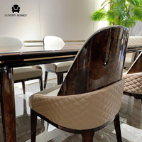 Ensemble de table à manger rectangulaire en bois massif moderne de luxe haut de gamme avec 6 chaises