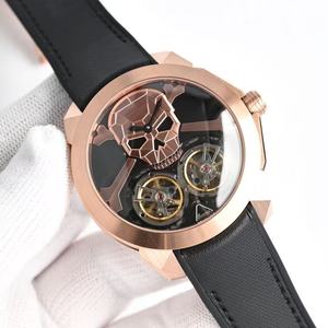 Montre mécanique pour homme de haute qualité avec boîtier en or, design ajouré avec double tourbillon, étanche au quotidien. - Product Image 2