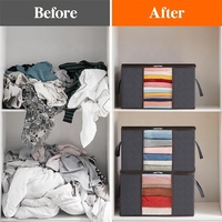 Grands sacs de rangement pour vêtements en tissu épais Boîtes de conteneurs de stockage sous le lit avec couvercles