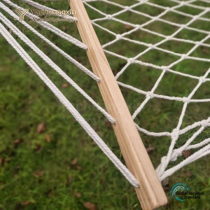 Hamac individuel en corde et filet, avec cadre en bois, minimaliste, pour loisirs en extérieur, toutes saisons - Product Image 2