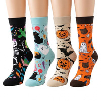 2026 Chaussettes en coton tendance, amusantes, à motifs de bandes dessinées et de dessins animés, personnalisées, de type tube, de créateur, pour Halloween