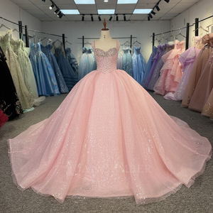 Vestido de Quinceañera Rosa Dy20302, con Apliques, de Chifón Brillante, Largo hasta el Suelo, Estilo Princesa, Antiestático - Product Image 2