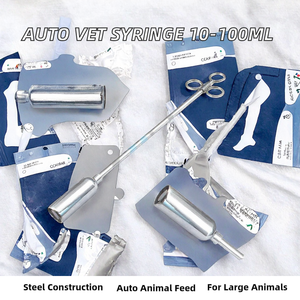 Stainless Steel 10/20/30/50/100ml <b>Veterinary</b> Automatic Feeding <b>Syringe</b> for Large Animal Diagnosis Injection Use Pigs Sheep Birds - Product Image 2