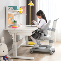 Ensemble Chaise et Bureau Ergonomique Blanc Moderne pour Enfants, Réglable en Hauteur, en Bois/Métal, Idéal pour la Maison, le Bureau et le Salon