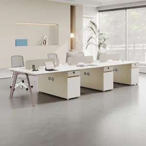 Meja meja kantor modular 2/4/6 dudukan, meja kerja bentuk jok, lemari meja kantor, untuk furnitur kantor
