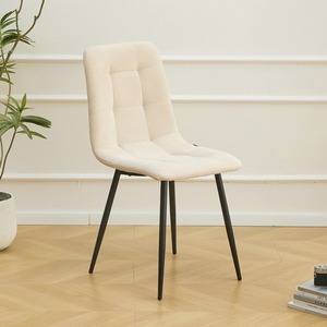 Sillas de Comedor Elegantes para Hotel: Detalle Acolchado de Terciopelo Marrón con Patas Negras, Perfectas para Comedor o Sala de Estar - Product Image 5