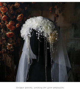 Telo da sposa in pizzo retrò francese fatto a mano foresta con perline petalo per spose nuovi accessori per abiti da sposa - Product Image 3