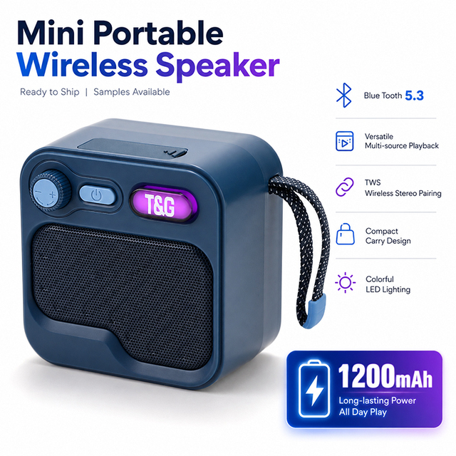 Mini Portable Wireless Speaker 1200mAh Long Playing Battery Colorful RGB LED Lighting TWS Pairing Subwoofer Box