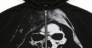 Sudadera con capucha y gráfico personalizado para hombre, ropa gótica con estampado de calavera, sudadera con capucha extragrande estilo streetwear con cremallera completa. - Product Image 2