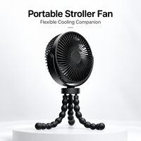 Ventilateur portable Octopus Clip USB rechargeable, mini-ventilateur en plastique avec moteur sans balais 5V, autonomie de 4 à 9h pour poussette, bureau et extérieur