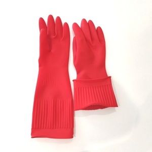 Listo para enviar, rojo, manga larga, antideslizante, cómodo, limpieza de cocina, lavado, guantes de látex para el hogar - Product Image 2
